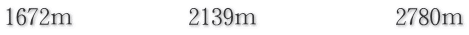 1672ｍ　　　　　2139ｍ　　　　　　2780ｍ